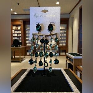 Daisy Fuentes Teardrop Green and Silver Earrings